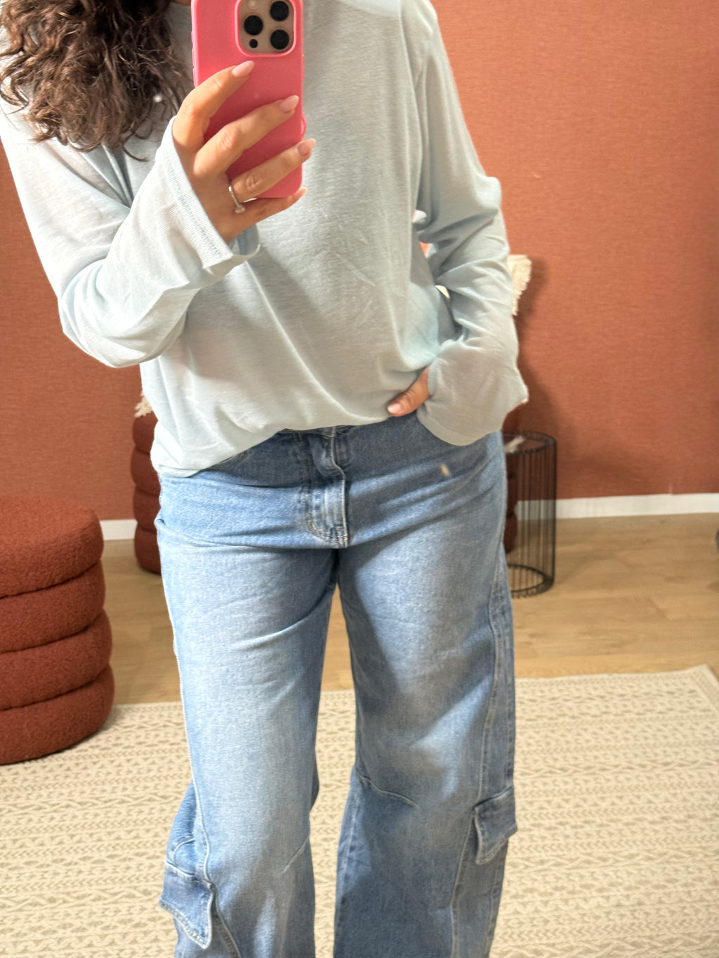 T-shirt Mitaine Epaulette Paula - Bleu ciel