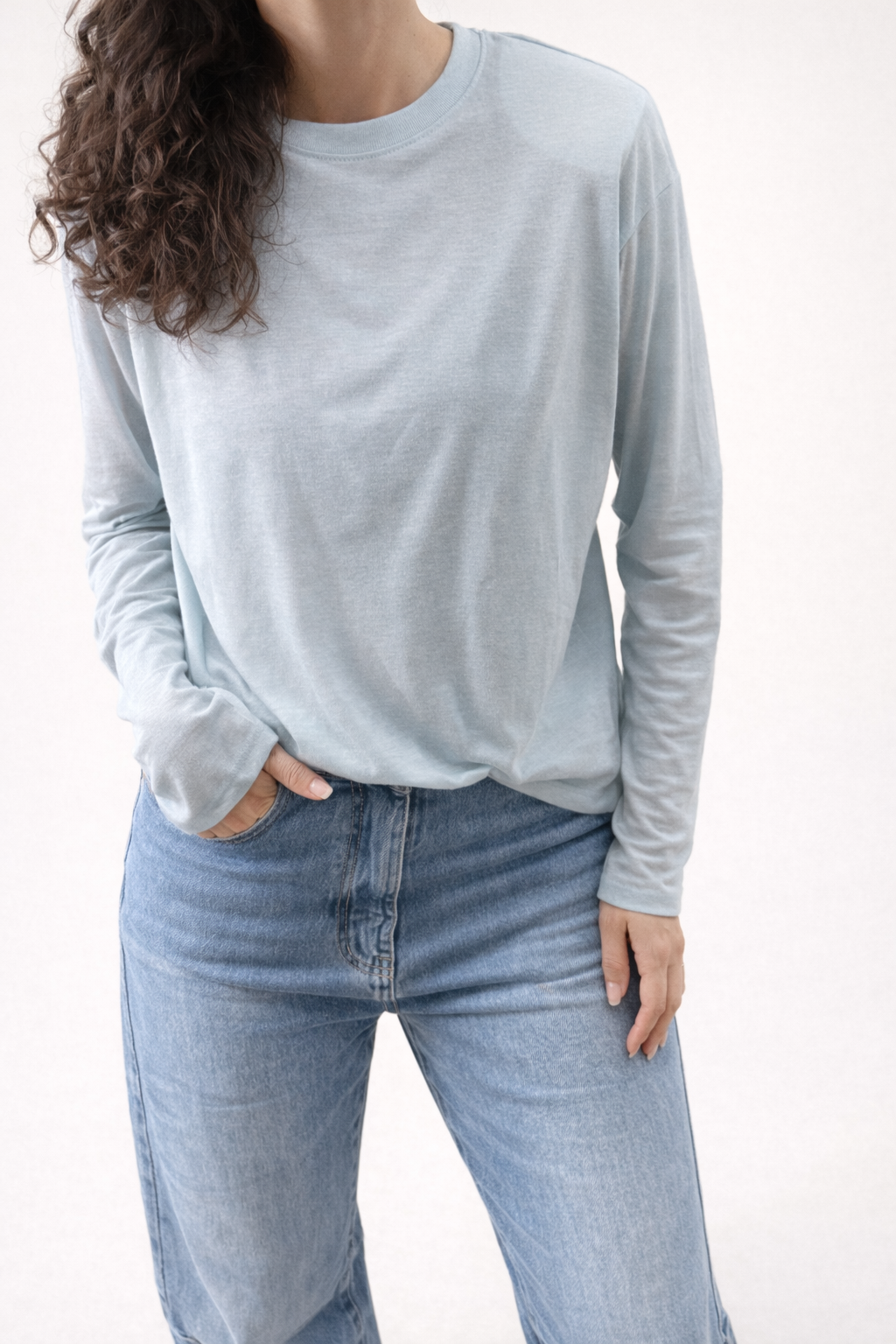 T-shirt Mitaine Epaulette Paula - Bleu ciel