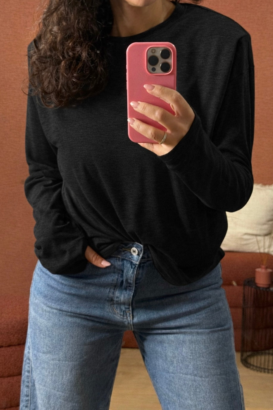 T-shirt Mitaine Epaulette Paula - Noir